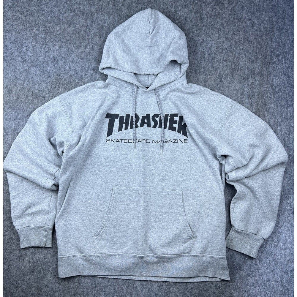 Thrasher Skateboarding Magazine Men's Hoodie Sweatshirt Heather Gray Y2K Size M